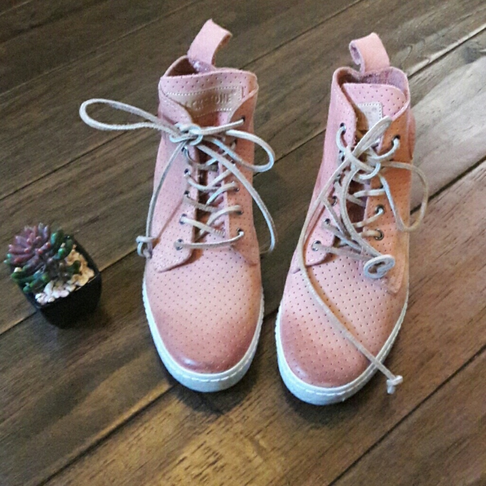 Blackstone Pink Perforated High-Top Sneakers